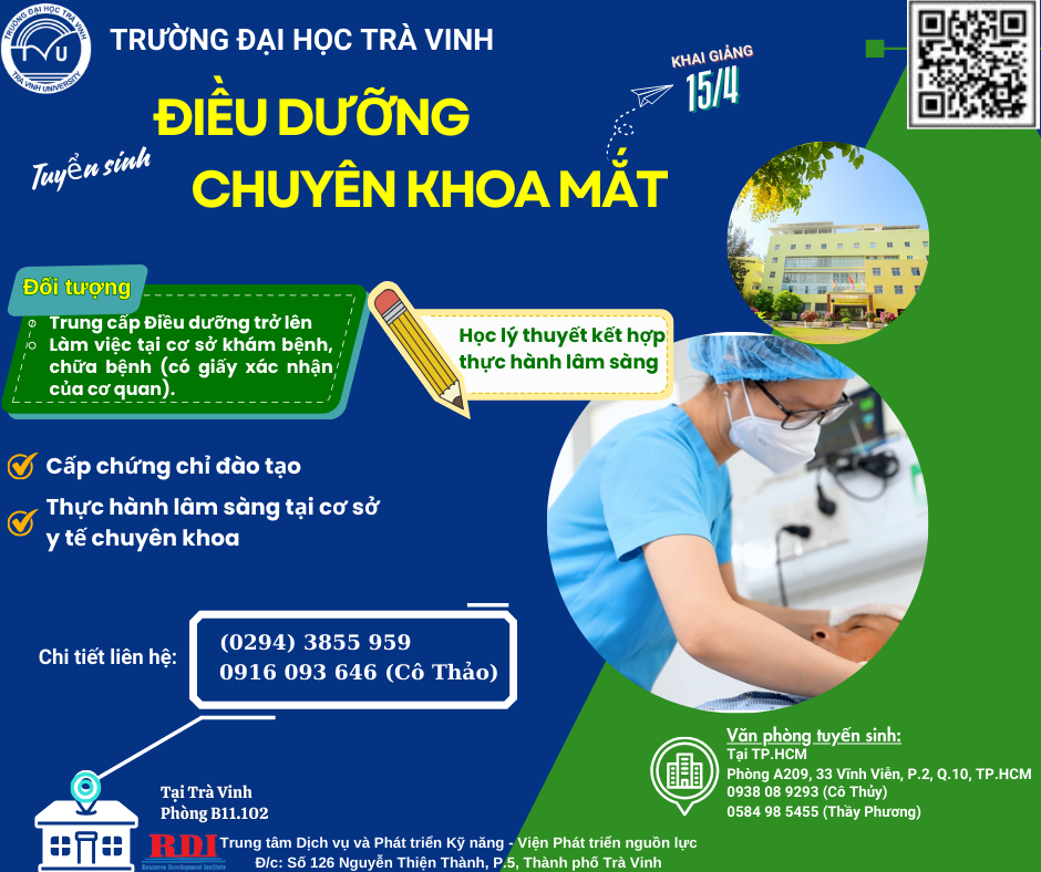 Tuyển sinh lớp điều dưỡng chuyên khoa mắt