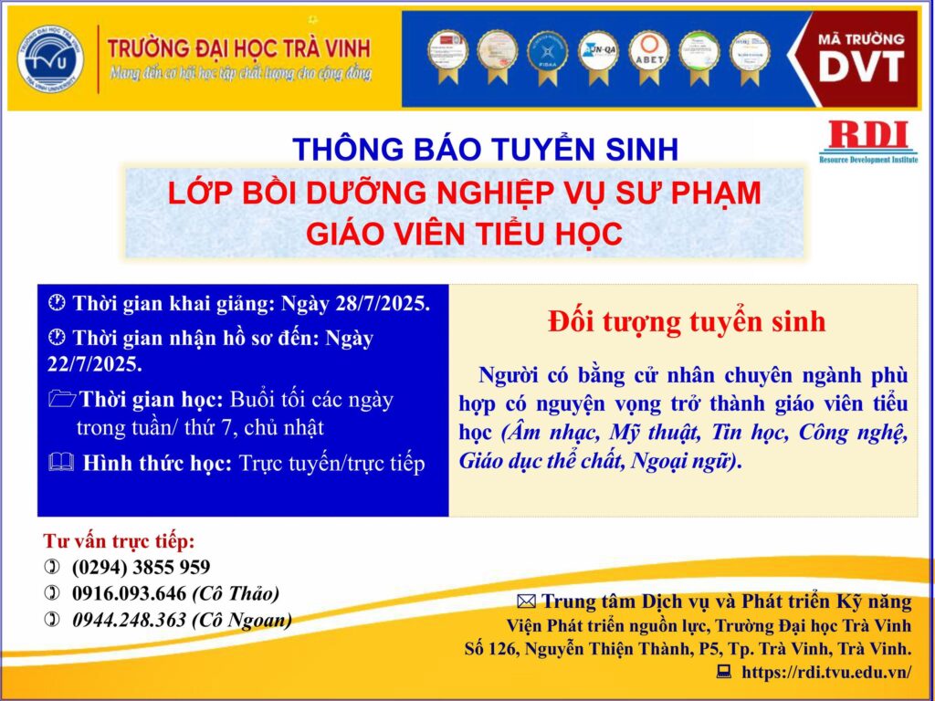 Tuyển sinh lớp NVSP Tiểu học