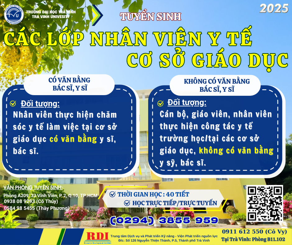Tuyển sinh lớp Nhân viên Y tế cơ sở giáo dục
