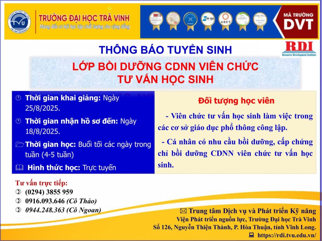 Tuyển sinh lớp CDNN Viên chức tư vấn học sinh
