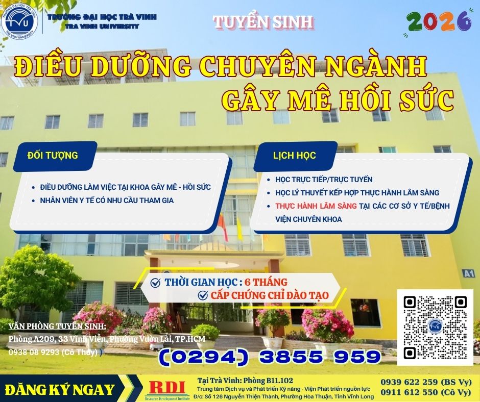 Tuyển sinh lớp Điều dưỡng chuyên ngành Gây mê hồi sức