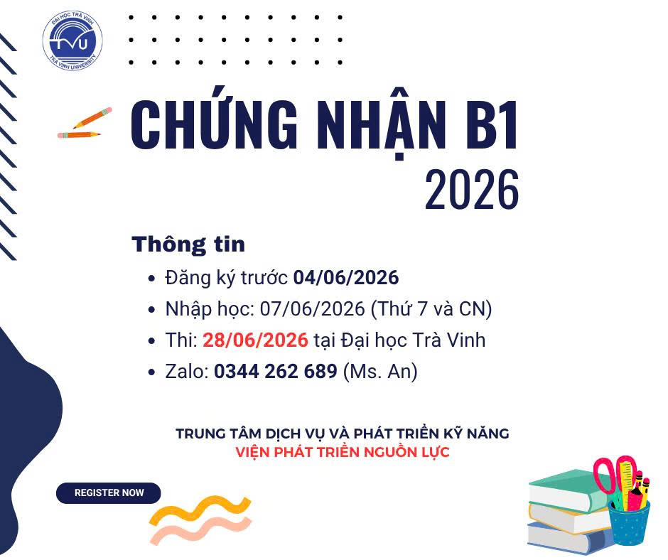 06.2026 - Tuyển sinh Ôn và Thi cấp Chứng nhận Tiếng Anh B1