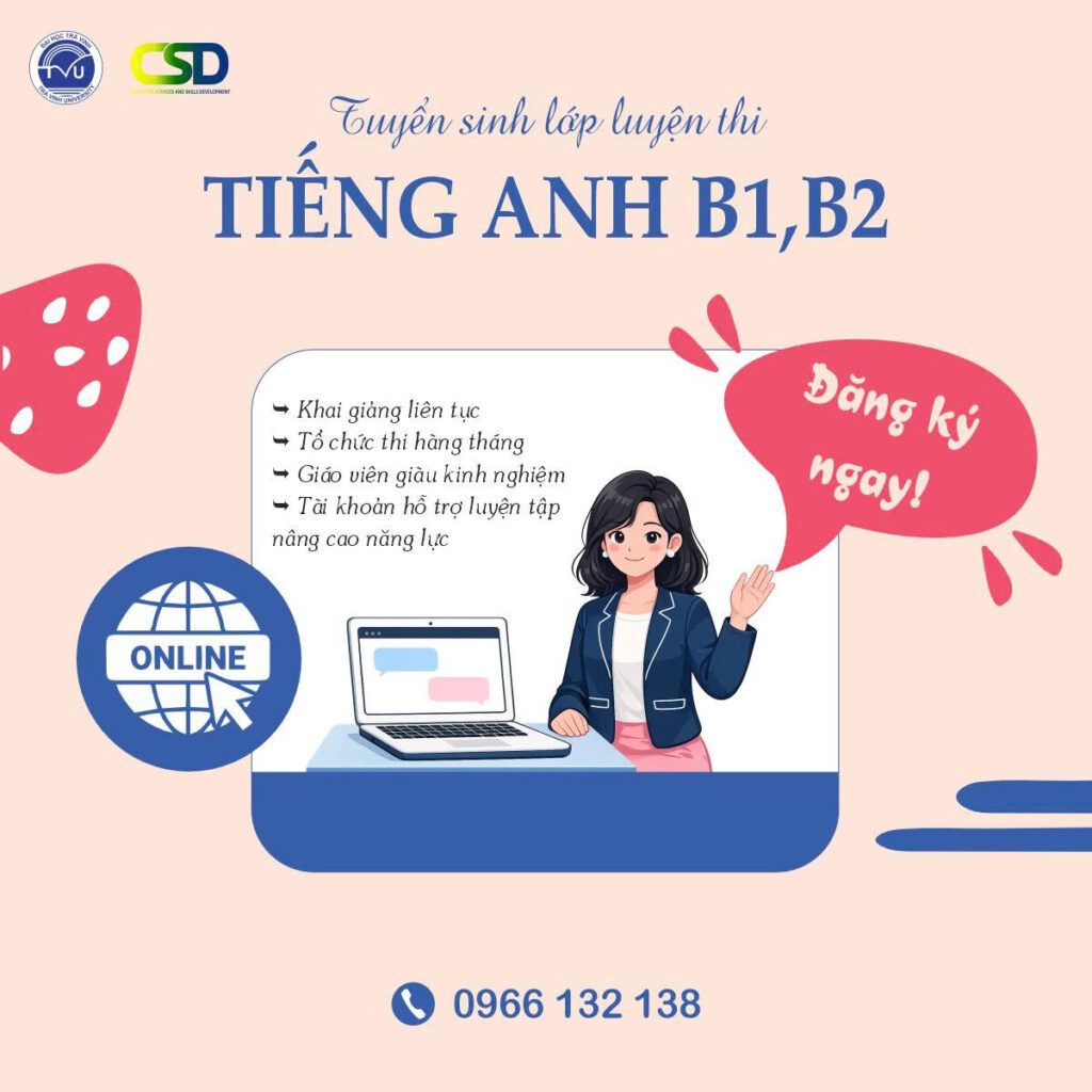 05.2026 – ĐH Trà Vinh Tuyển sinh lớp ôn tập chứng nhận Tiếng Anh